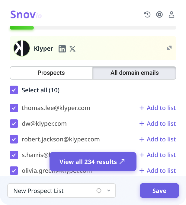 Email Finder extension interface