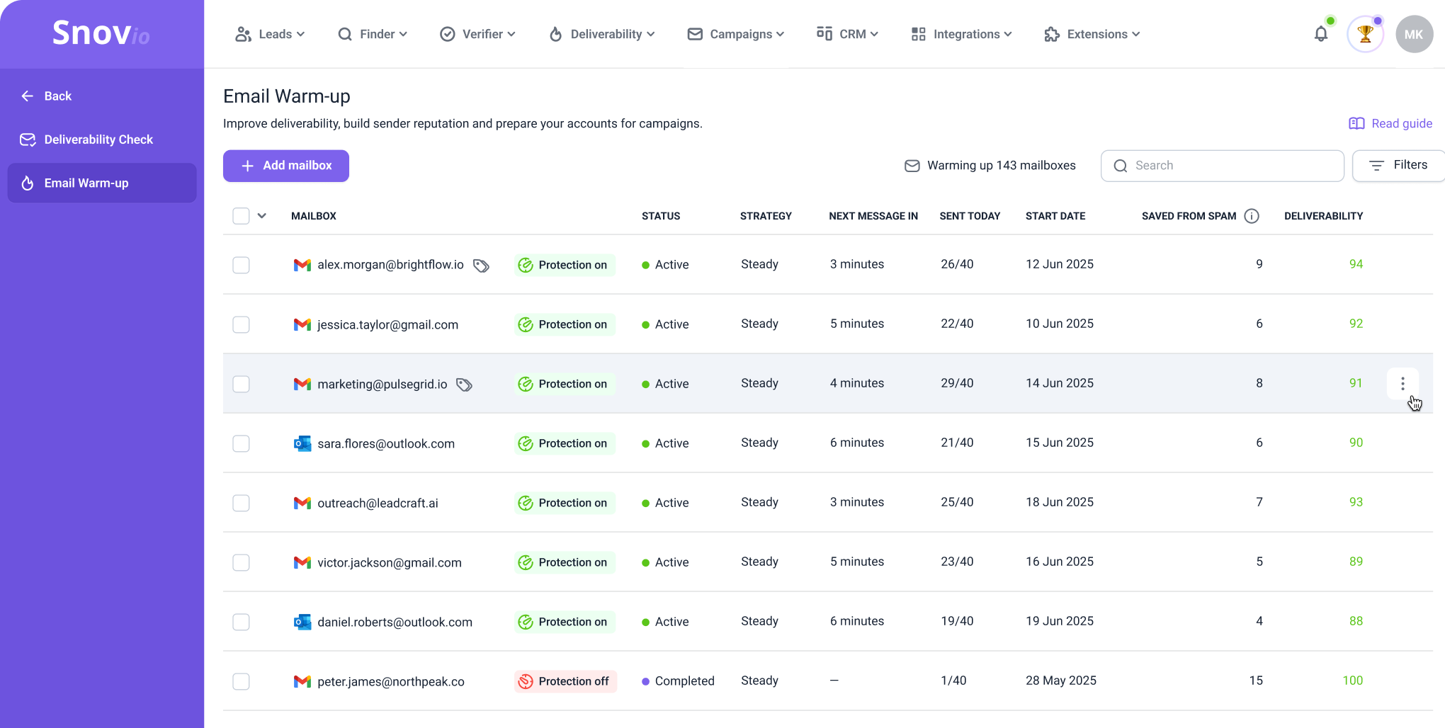 Warm up unlimited accounts